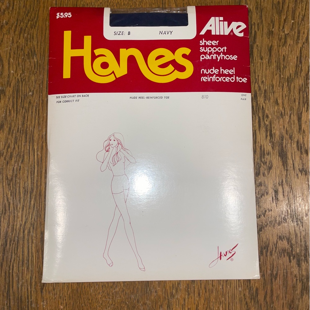 Vintage Pantyhose Hanes Alive Sheer Support Navy Size B